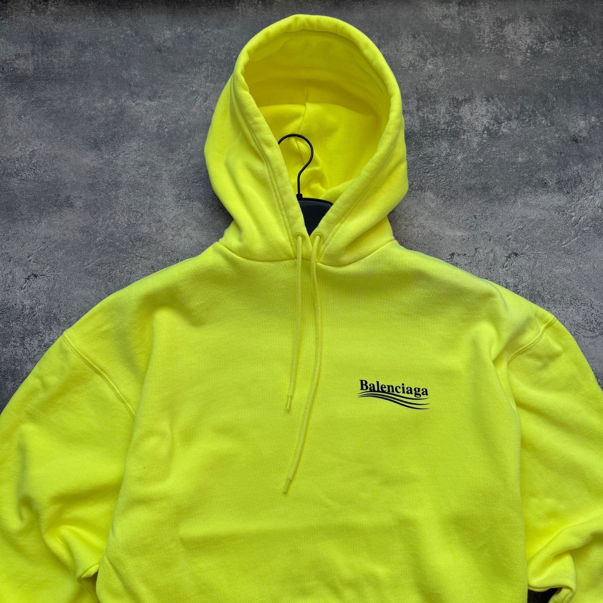 Balenciaga Political Campaign Hoodie Yellow Neon Size S | eBay
