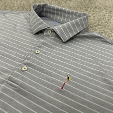 Johnnie-O Newton Polo Shirt Large Grey Striped Performance Golf Short Sleeve