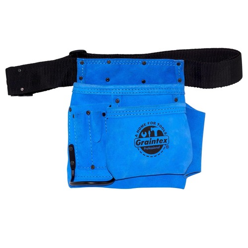 5 Pocket Suede Leather Tool Belt/Bag | Royal Blue | Multipurpose Leather Tool...