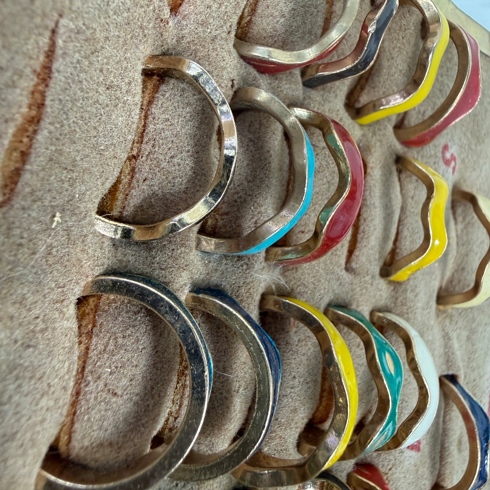 Vintage Stackable Ring Display with Enamel Colorf… - image 9