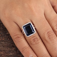 London Blue Topaz Gemstone 925 Sterling Silver Jewelry Handcrafted Elegant Ring