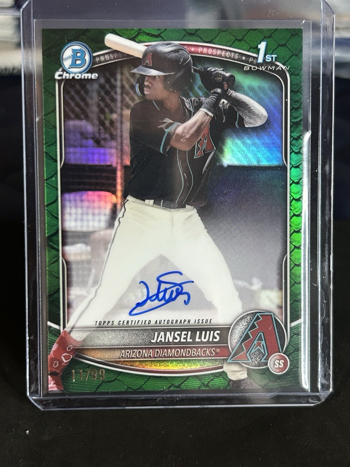 2025 Bowman Jansel Luis 1st Chrome Auto Green Reptilian  /99 - ARI DIAMONDBACKS