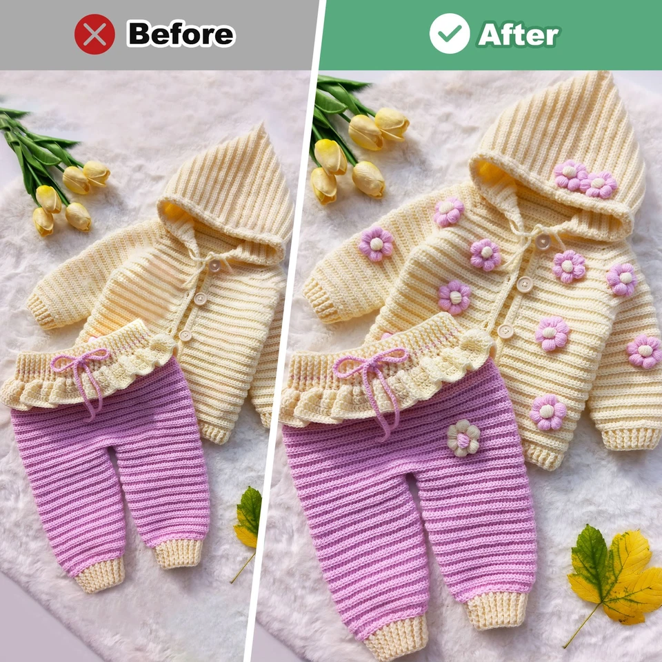 Paquete de 50 parches para coser flores de 1,6" flor de ganchillo para hágalo usted mismo blanco y amarillo Foto 4 de 4