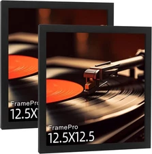 Vinyl Record Frame for the Wall Display Album Cover with Real Glass, Black