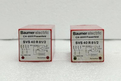 LOT OF 2 BAUMER ELECTRIC SVS 40 R 81/2 SENSOR RELAY AMPLIFIER SWITCH PAIR USED