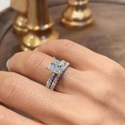 Solid 14K White Gold FN Bridal Set Engagement Ring 2.5 Ct Princess Moissanite — photo 2