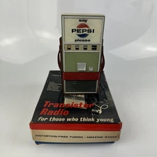 Pepsi Say Pepsi Please Promotional Transistor Radio W/Box Leather Case *READ*