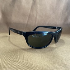RAY-BAN L2870 G15 UV CRYSTAL BLACK BALORAMA WRAP SUNGLASSES GREEN LENSES ITALY
