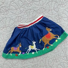 Mini Boden Skirt Blue Horse Pony Polka Dot / Girl's 3-4 Years