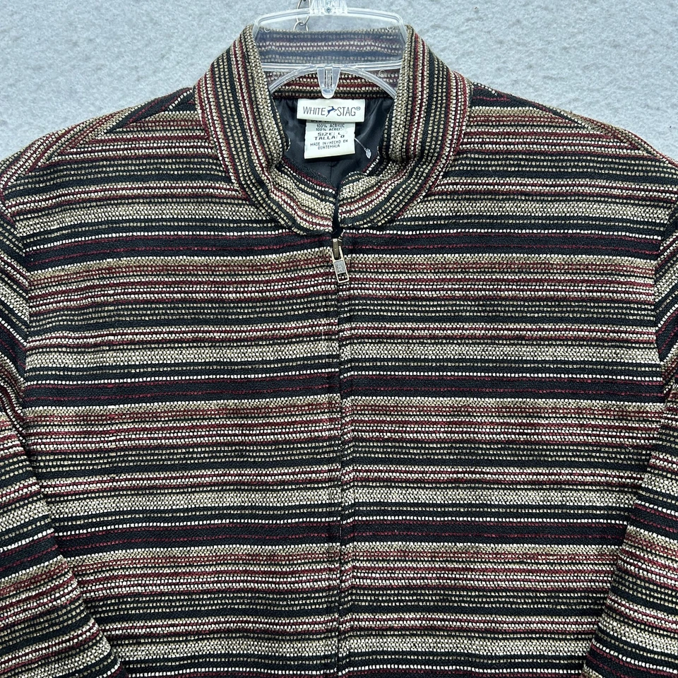 Chaqueta para mujer White Stag talla grande a rayas negra roja beige Foto 3 de 4