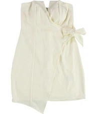 Trixxi Womens Knot Front Asymmetrical Dress, natural, Juniors, 3