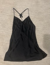 Victoria's Secret black crystal bow satin mini slip, one piece, SZ S, BNWT 