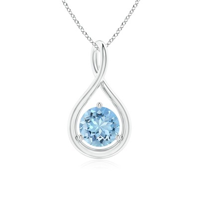Angara 0,72 ct natürlicher Aquamarin Anhänger Halskette für Frauen in Sterlingsilber