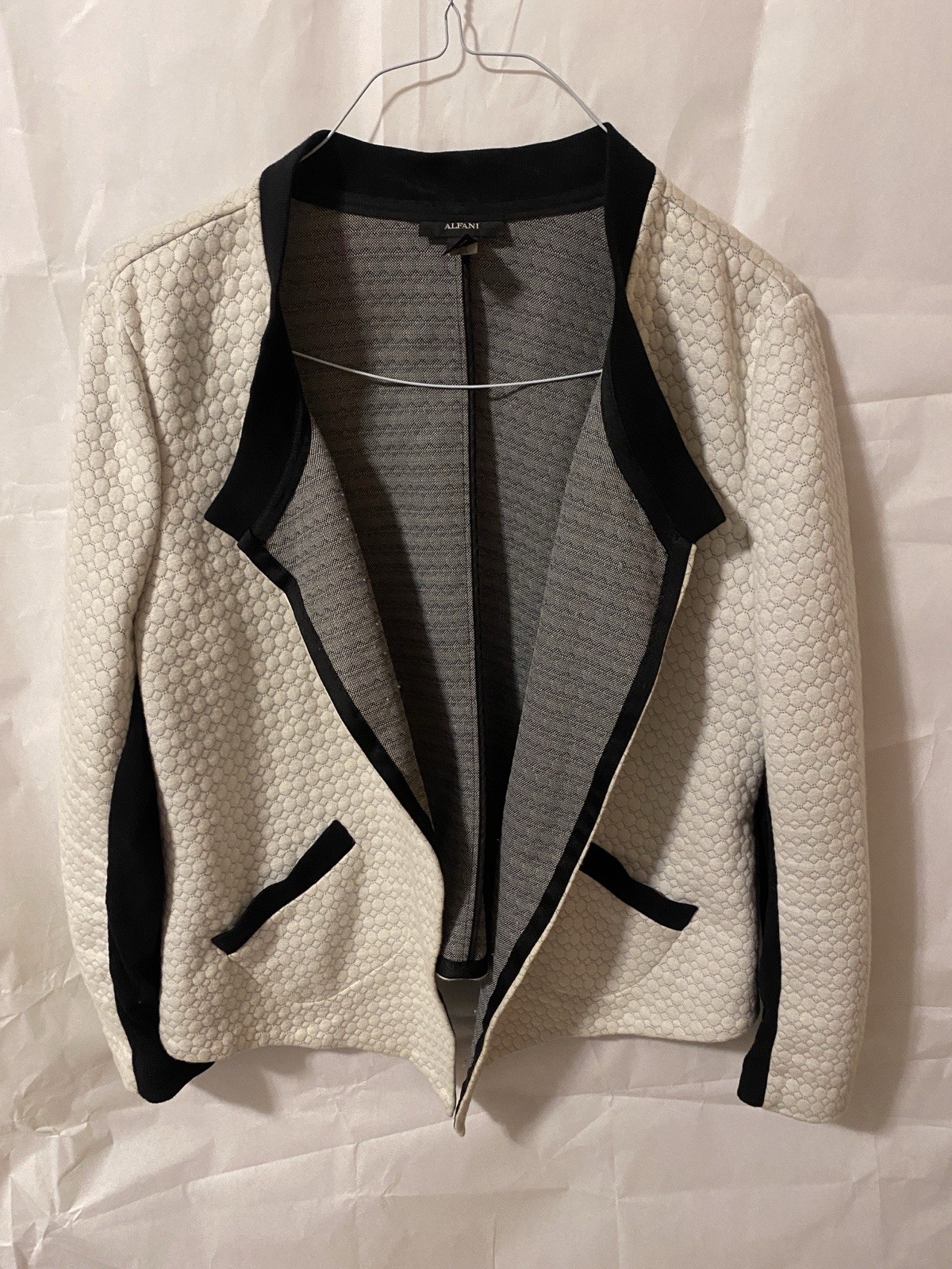 ALFANI Open Front Blazer White Size XL