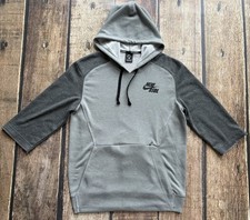 NIKE BASEBALL PULLOVER 3/4 SLEEVE HOODIE GRAY MENS SMALL EXCELLENT CONDITION