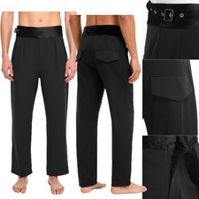 Men Ballroom Latin Pants Tango Trousers Stage Performance With Pockets Training