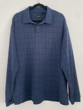 Arrow Polo Sweater Pullover Men Sz XL Navy Plaid Tight Knit Workwear To Causal