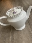 I. Godinger & Co. Porcelain Tea Pot White Purple Floral Glossy Round Lid — photo 1