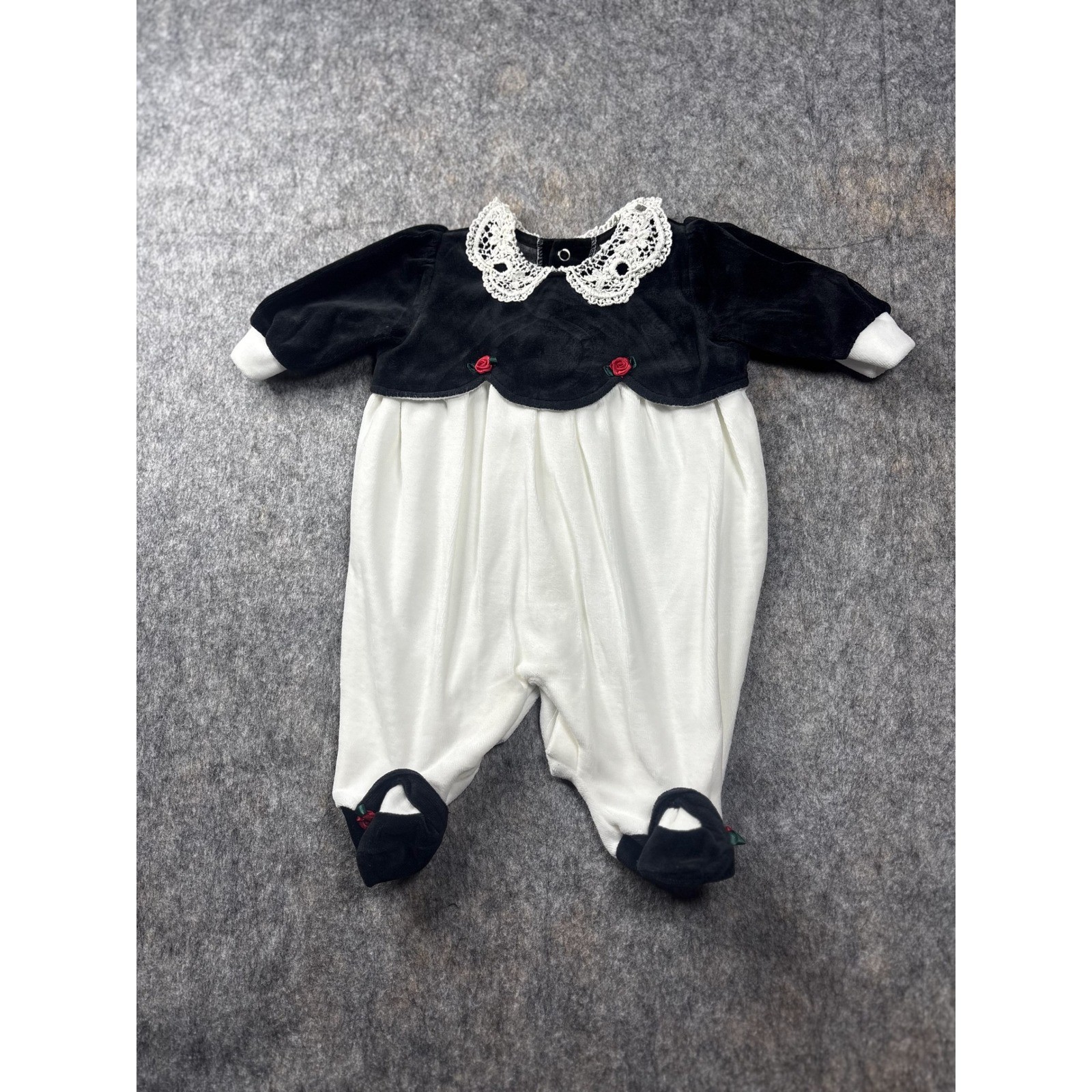 Polo Ralph Lauren Baby Girls Vintage Lace Velvet Footed Jumpsuit One Piece Sz 3M