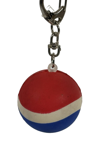 Vintage Keychain Pepsi Ball Red White Blue - Afbeelding 1 van 3