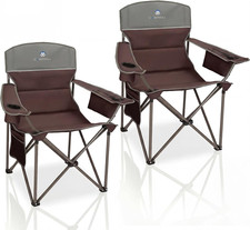 Oversized Camping Chairs 2 Pack - Heavy Duty 400LBS Padded Lawn Chair with Coole