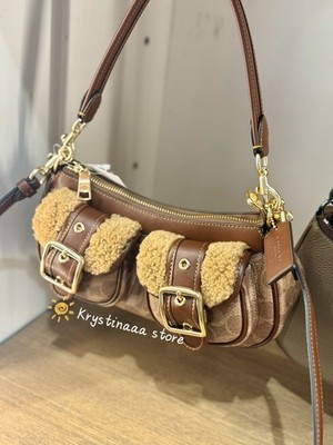 NWT Coach CCZ24 Ashton Baguette Bag In Signature Canvas in Tan