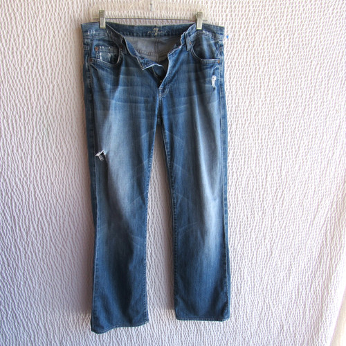 7 For All Mankind, Mens 7 for All Mankind Jeans 34 34x30 Blue cotton stretch Vintage Destroyed