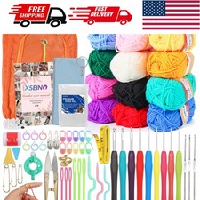 All-Inclusive Crochet Kit: 12 Rolls Yarn, Hooks  Accessories with Tutorials