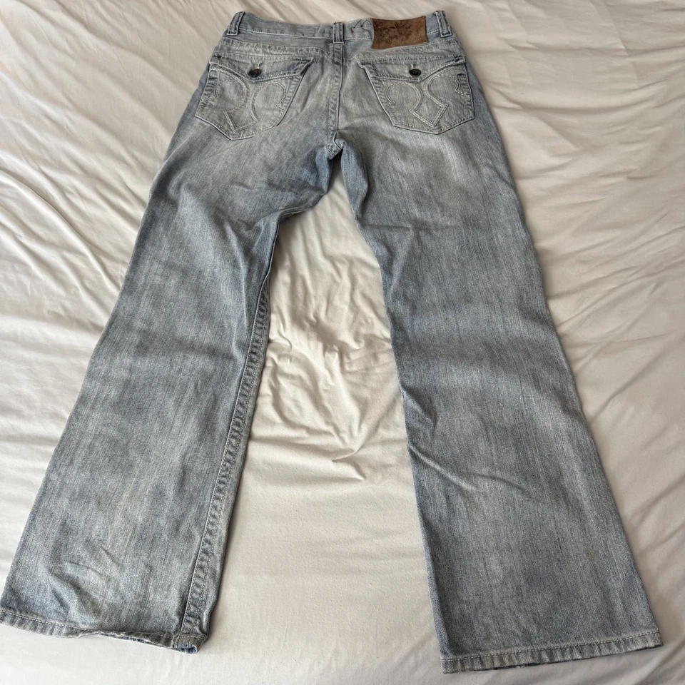 Pantalones de mezclilla Marc Ecko para hombre 32x30 corte bota lavado medio patinador rap ropa de calle bigotes Y2K Foto 2 de 4