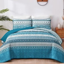 WONGS Boho Bedding Quilt Set Queen King Size All Season Bedspread for Bedroom
