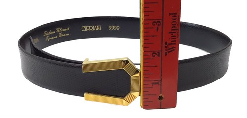 VTG Cipriani Italian Glazed Iguana Grain Belt Medium 33" Gold Tone Belt Buckle - Picture 9 of 9