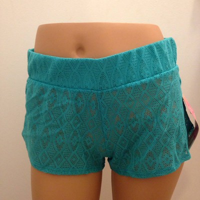 fishnet swim cover up shorts