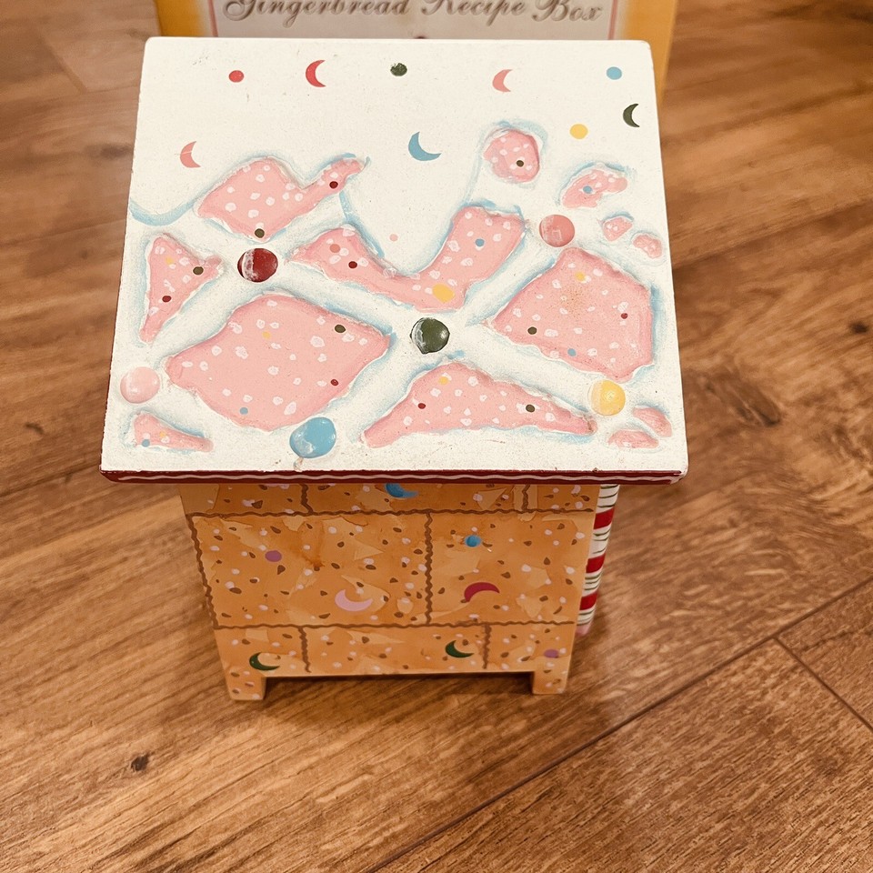 Gingerbread House Recipe Box Christmas Holiday NIB Candy Cane