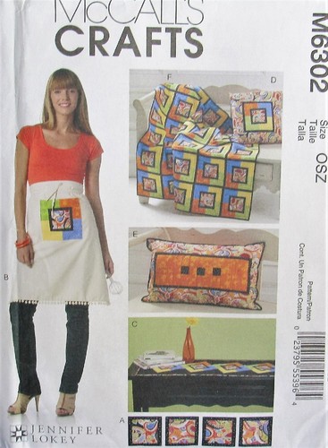 McCalls Crafts 6302 Modern Lap Quilt Apron Runner Pillows Coasters Pattern UNCUT