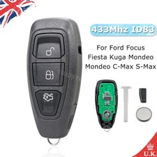For Ford Focus Fiesta Mondeo C-Max Kuga Smart Remote Key Fob 3B 433MHZ ID83 Chip