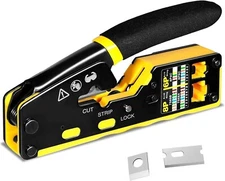 RJ45 Crimp Tool Kit, Ethernet Pass through Crimper, Network Cat5 Cat6 Cat Crimp