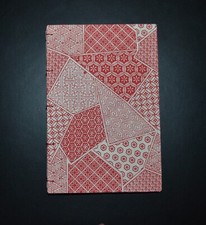 Red Patchwork, Flower, Handmade Sketch or Journal book, 6.5" by 9.5"