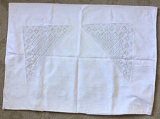 LARGE WHITE LINEN VINTAGE EUROPEAN PILLOW SHAM 30 x 22