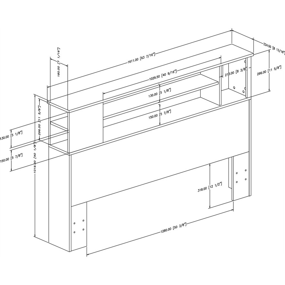 South Shore Fusion Full/Queen Bookcase Headboard (54/60''), Pure White