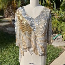 Vintage Sequin/Beaded Pure Silk Blouse