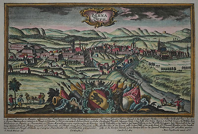 Berna. Bern. - Stadtansicht von Werner bei Engelbrecht - Kupferstich 1730