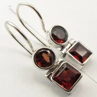 DISCOUNTED ITEMS | 925 Silver Genuine GARNET Earrings 1" SEMI PRECIOUS GEMSTONE