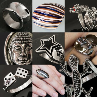 Top Designer Edelstahl Damen Ring breit schmuck silber geschenk gothik statement