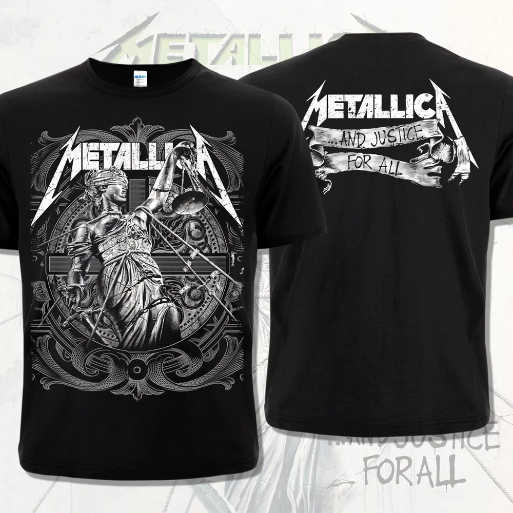Metallica And Justice for All 1988 Black Thrash Heavy Metal T-Shirt