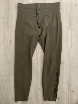 Lorna Jane Crop Capri Workout Yoga Fitted Leggings Green 23 