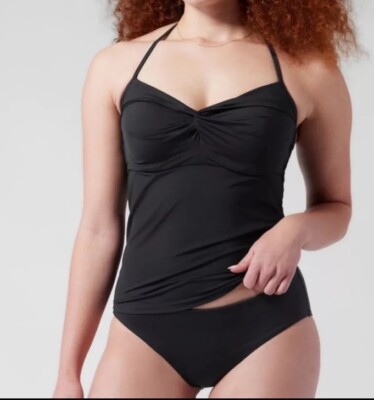 Athleta Hampton Bra Cup Swim Tankini Top Black Sz 34B/C Beach Wear Stretch