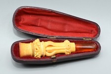 Zigarettenspitze mit Etui um 19.Jahrhundert Bernstein mit Meerschaum