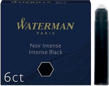 Waterman Mini Fountain Pen Ink Cartridges Intense Black 6 Pack New In Pack