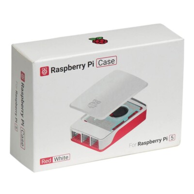 NEW Raspberry Pi 5 Official Case w/ Active Cooling Fan - Red / White (SC1159)