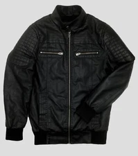 $240 XRAY Men's Black Faux Leather Moto Bomber Full-Zip Jacket Coat Size S